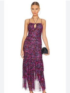MISA Los Angeles Women's Nicola Shirred Floral Midi-Dress Size XL NWT